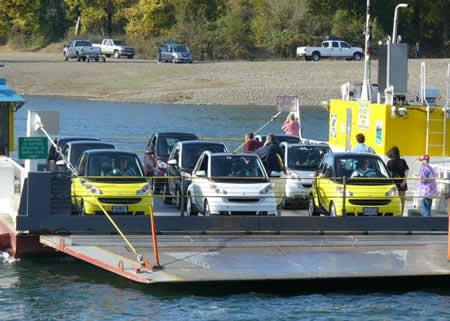 smart cars on the Wheatland Ferry